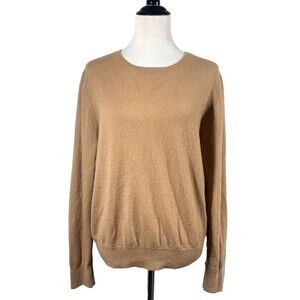 Quince Women's Cashmere Crewneck Sweater Teak Tan XL Classic Luxury Knit